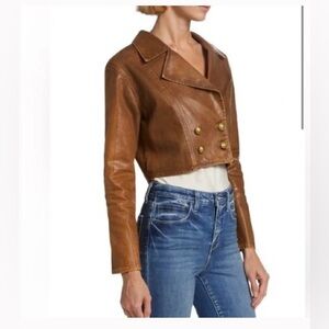 L’AGENCE Laverne Cotton Coated Cropped Biker Moto Jacket size xs new with tags